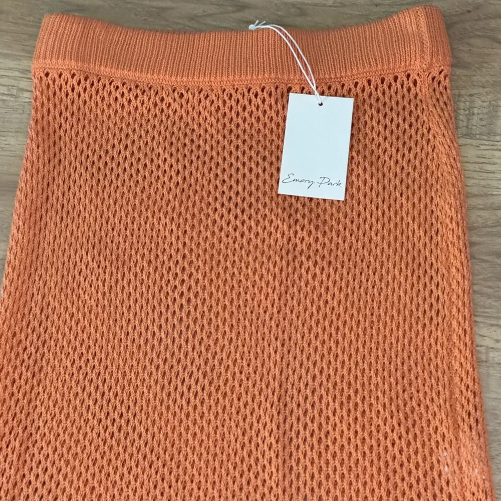 Emory Park NWT Open Knit Midi Skirt Size Small Side Slit Boho Beachy - Picture 5 of 6
